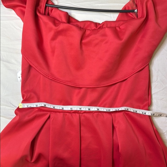 Charlotte Russe Red Off-the-Shoulder Peplum Mini Dress - Picture 6 of 7